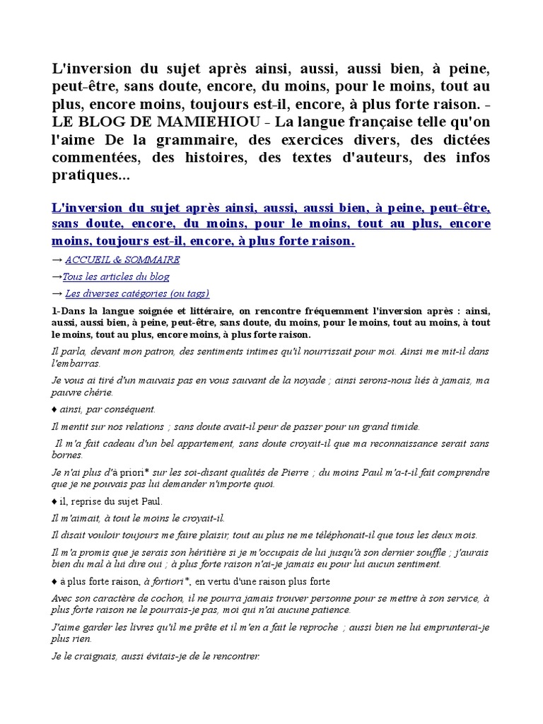 Inversion du sujet en français | PDF | Arts du langage et discipline