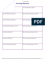 Percentage Worksheet