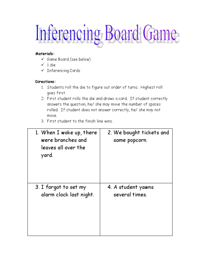 Inferencing Card Game | PDF