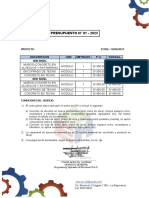 Presupuesto N° 01 - 2023 para proyecto de construcción de muros y techos