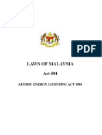 Laws of Malaysia - Act 304 - Atomic Energy Licensing Act 1984