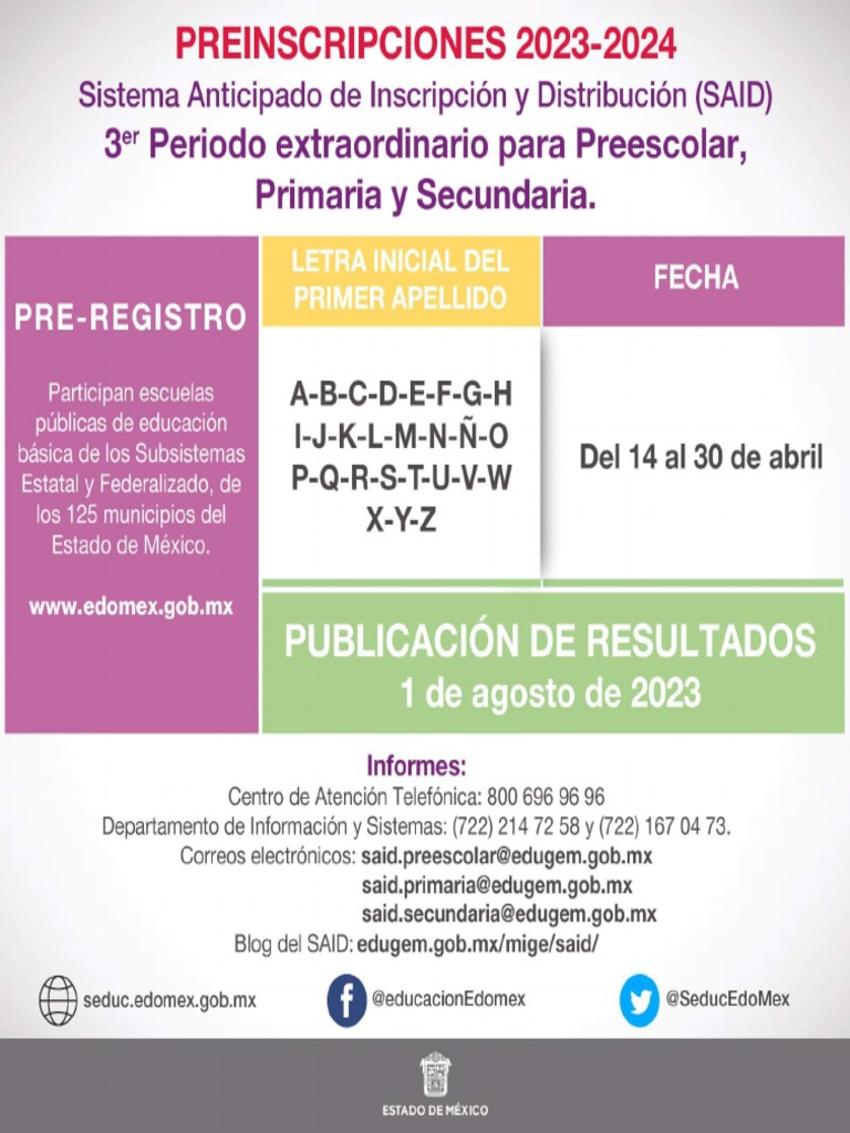 Convocatoria Preinscripciones SAID 20232024 PDF