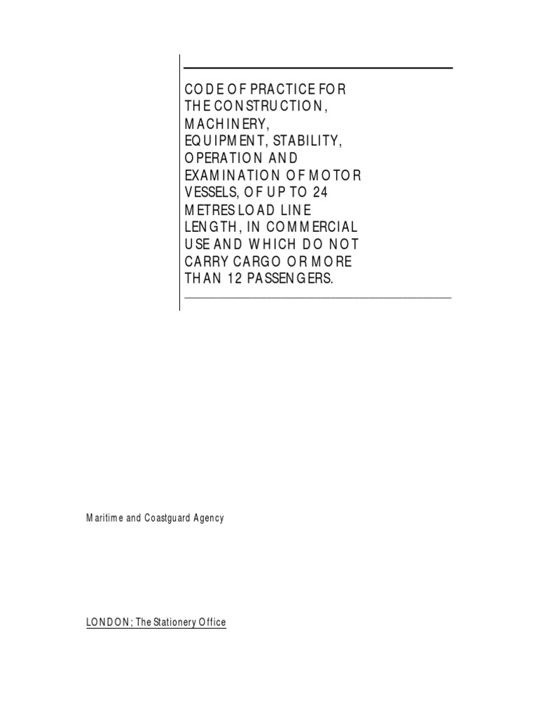 Code of Practice For The Safety of Small Commercial Motor Vessels ...