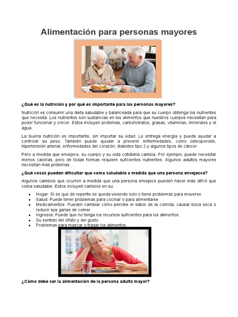 Nutrición Saludable para Adultos Mayores | PDF | Alimentos | Nutrición