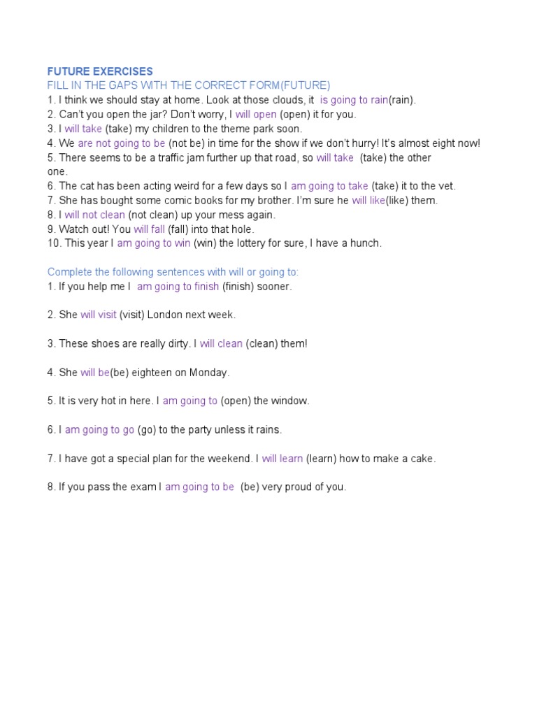 Future Tense Exercises for Students | PDF | Language Arts & Discipline