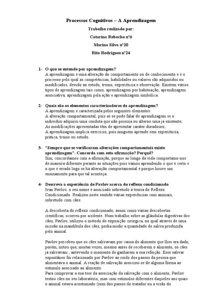 Aprendizagem: Teorias e Processos Cognitivos | PDF | Aprendizado ...