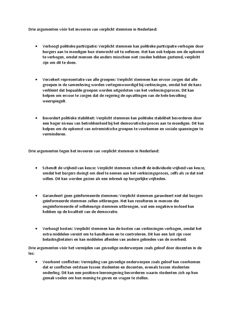 Drie Argumenten Vóór Het Invoeren Van Verplicht Stemmen in Nederland PDF