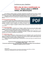 Vamos Aderir À GREVE Nacional Da Educação: 26 de Abril de 2023 É Dia de Luta e Mobilização No Centro Paula Souza