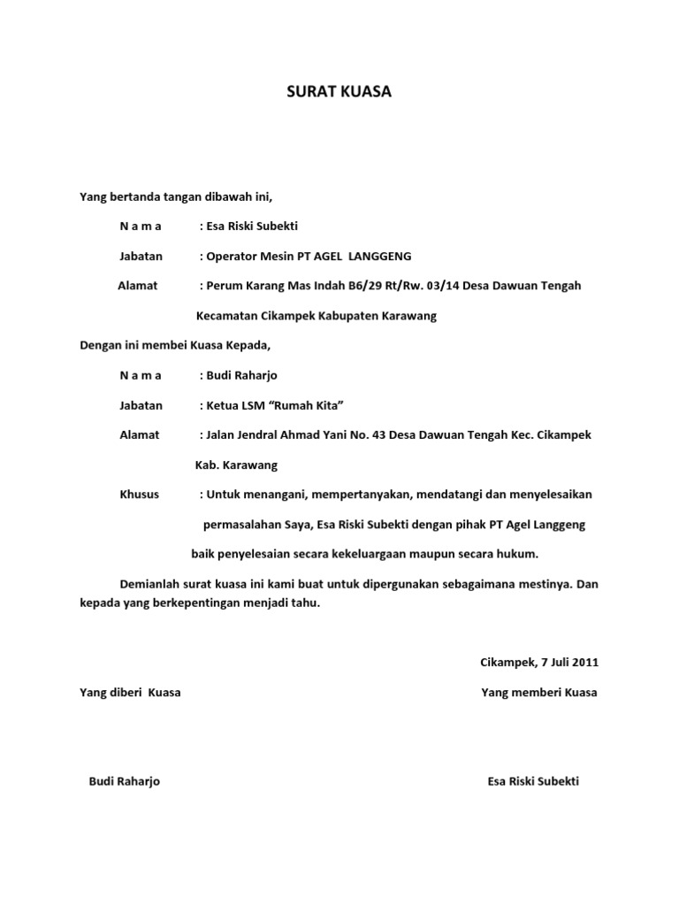 Surat Kuasa Lsm