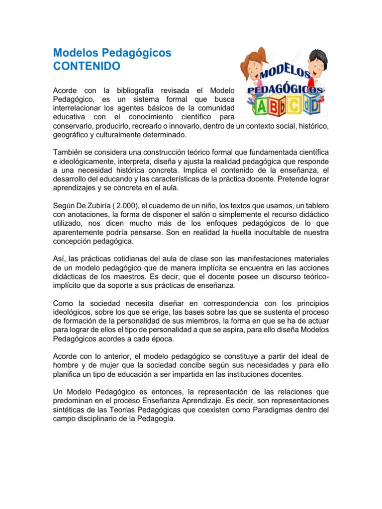 Modelos Pedagógicos | PDF | Plan de estudios | Enseñando