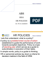 HRM HR Policies: Dr. Puja Sareen