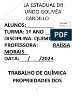 1º Ano 1º Bimestre Atividade em Grupo - Relatório Adaptado - Propriedades Dos Materiais