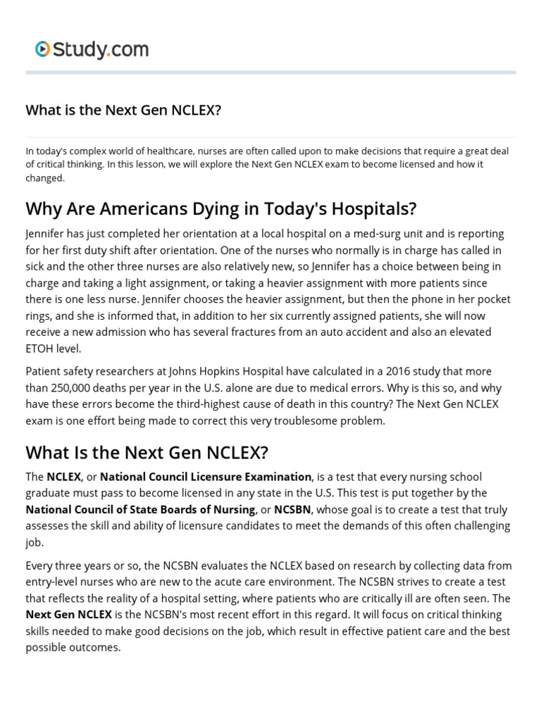Ch 1 Lesson 1 What Is The Next Gen Nclex Pdf National Council