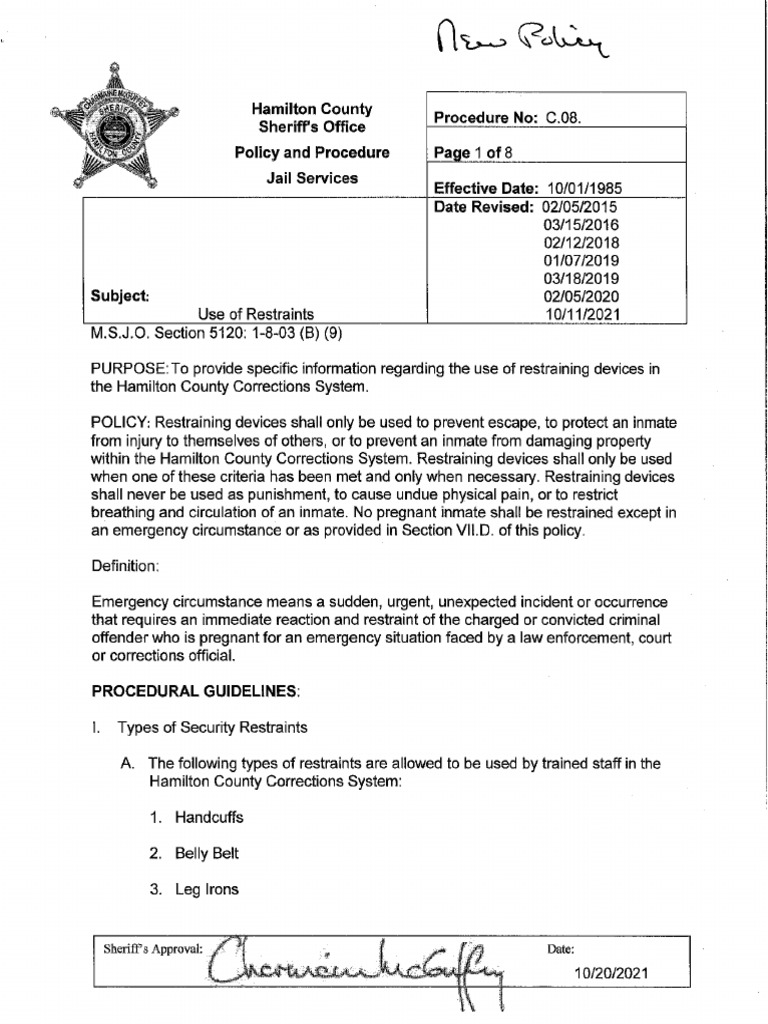 New Policy - Restraint Chair | PDF