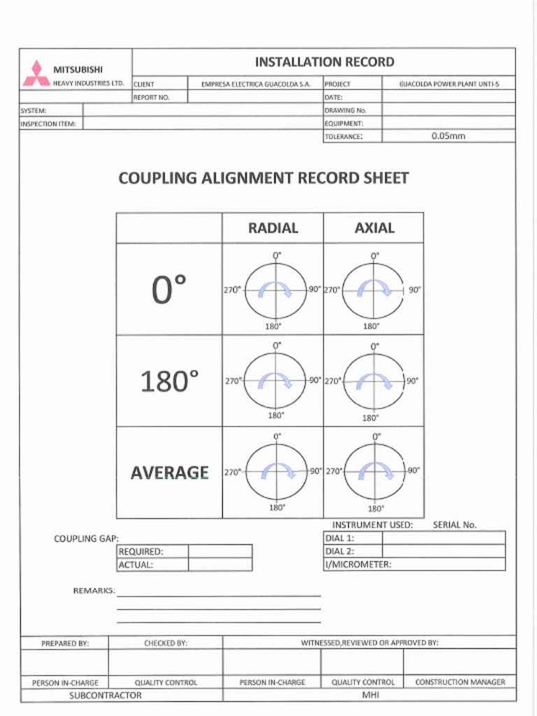 00.coupling Alignment Form | PDF