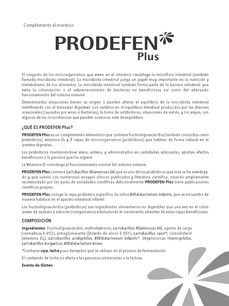 Complemento Alimenticio: ¿Qué Es Prodefen Plus?, PDF, Probiótico