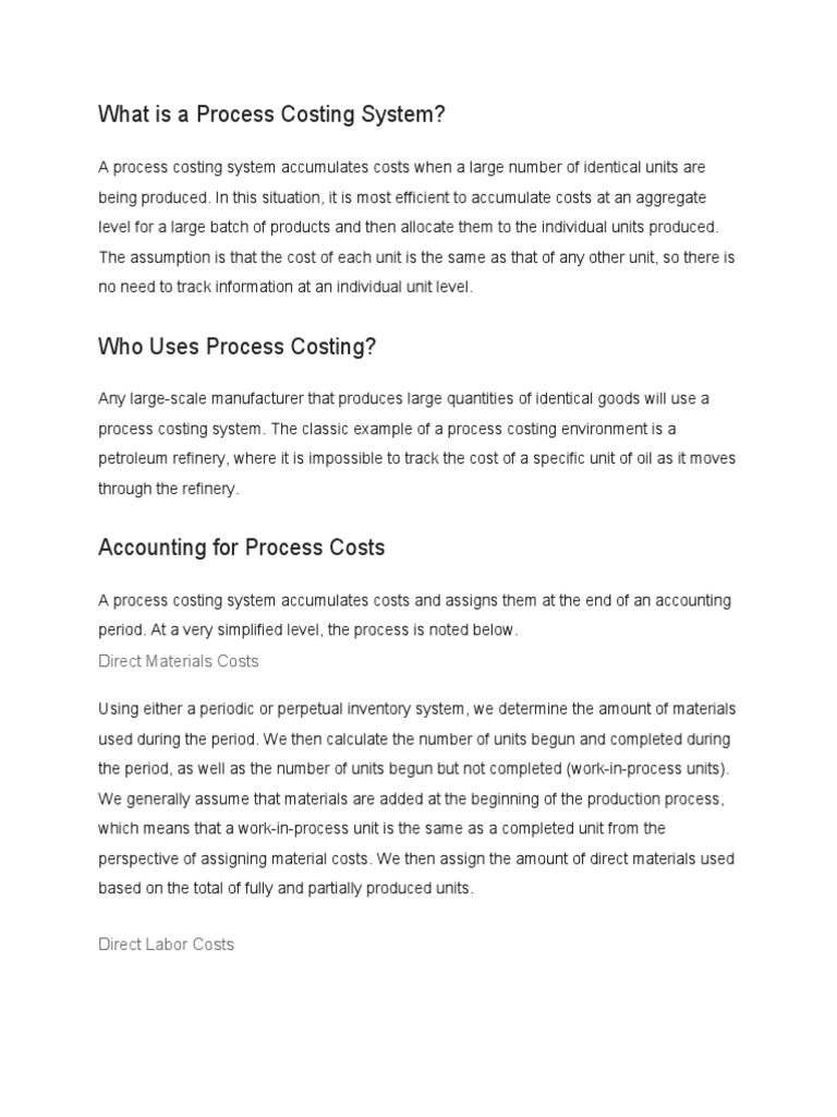 What Is A Process Costing System PDF