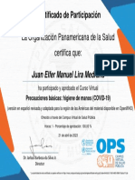 Curso Higiene Manos Certificado Participación