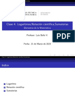 Clase 4: Logaritmos, Notaci On Cient Ifica, Sumatorias: Elementos de La Matem Atica