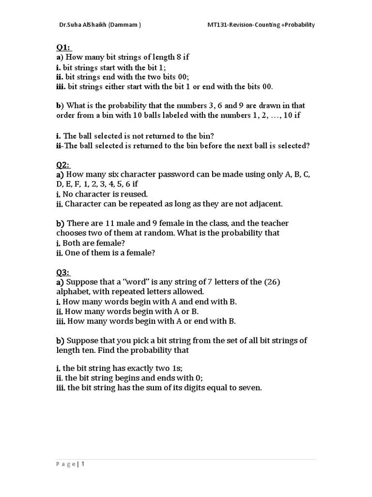 Revision counting probability pdf
