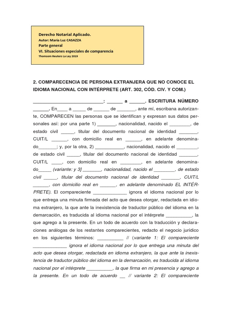 Comparencia Notarial de Extranjeros con Intérprete | PDF | Justicia ...