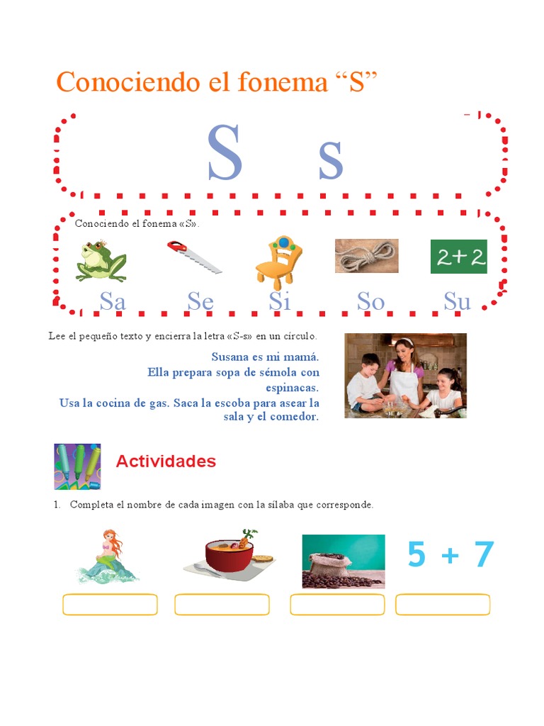 Actividades con la letra S para primer grado | PDF