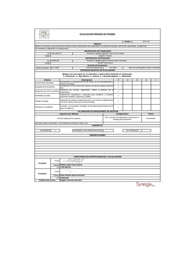 Evaluacion periodo de prueba evaluado william julian torres garcia 1