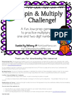 Spin & Multiply Challenge!: A Fun, Low-Prep Game To Practice Multiplying One and Two Digit Numbers!