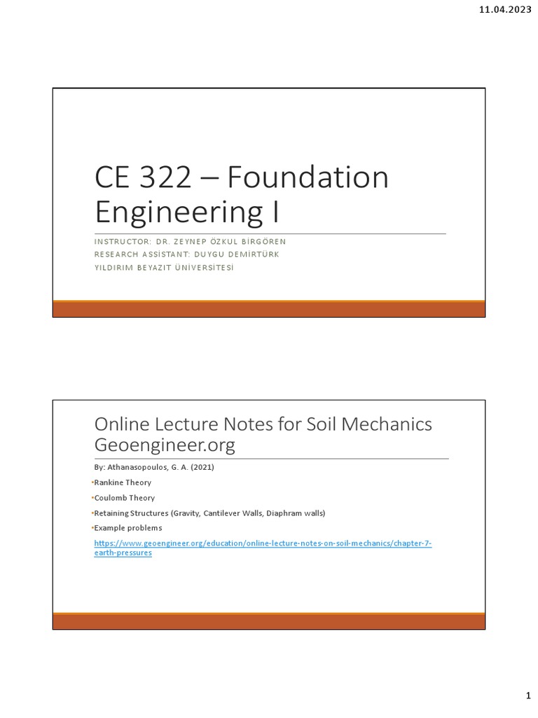 CE 322 - Foundation Engineering I: Online Lecture Notes For Soil ...