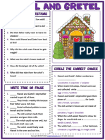 Hansel and Gretel Esl Printable Reading Comprehension Questions Worksheet For Kids