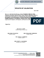 Certificate of Validation