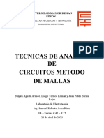 Tecnicas de Analisis DE Circuitos Metodo de Mallas: Universidad Mayor de San Simón