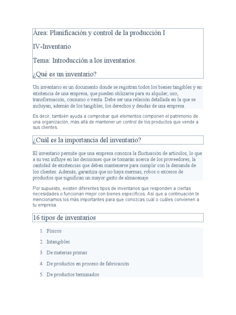 Inventarios | PDF | Inventario | Economias