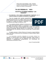 Nota de Prensa N. ° 1833: Piura: Desarticulan Banda Criminal "Los Tinkeros "