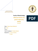 Faculty of Biotechnology: Molecular Genetics and Genetic Engineering GEN301