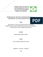 Universidad Técnica de Babahoyo Facultad Ciencias de La Salud Escuela de Tecnología Médica Carrera de Optometria