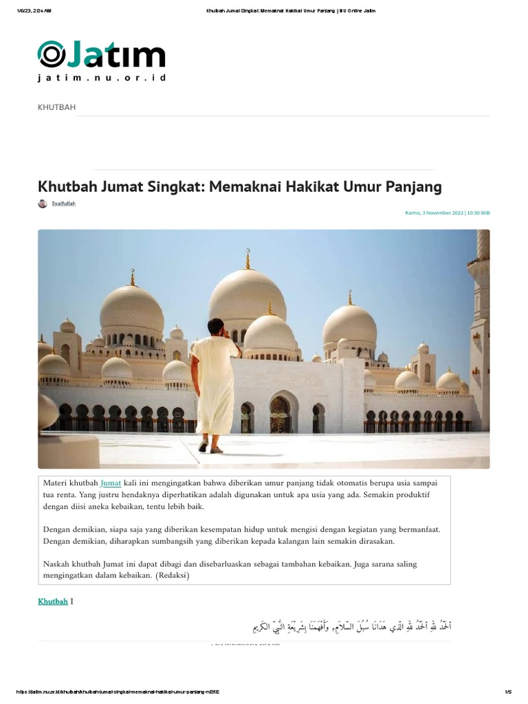 Contoh Khutbah Jumat: Makna Umur Panjang