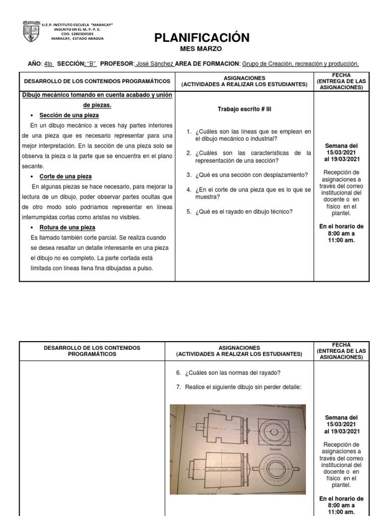 4to Ano B CRP Prof Jose Sanchez Mar 2021 | PDF | Dibujo
