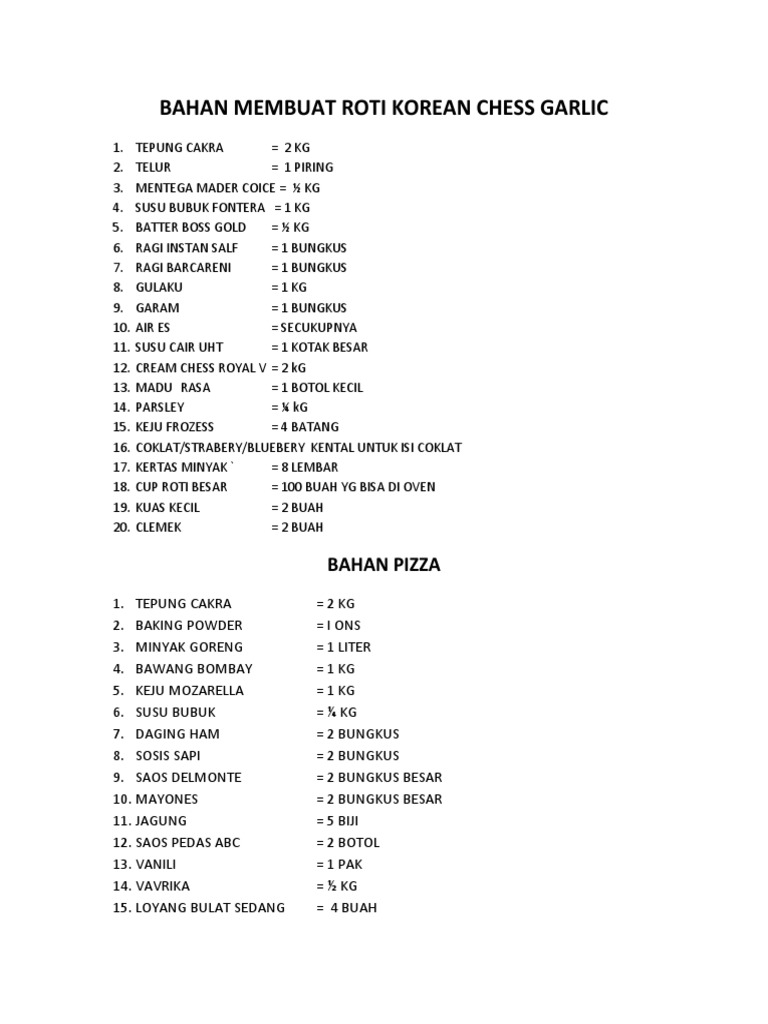 Bahan Membuat Roti | PDF