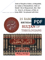 Short Biography of Shaykh Al-Islām, Al-Mujaddid, Imām Ahl Al-Sunnah, Sul Ān Al-Mutakallimīn, Fakhr Al-Dīn, Al-Rāzī