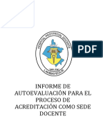 Informe de Autoevaluación para El Proceso de Acreditación Como Sede Docente