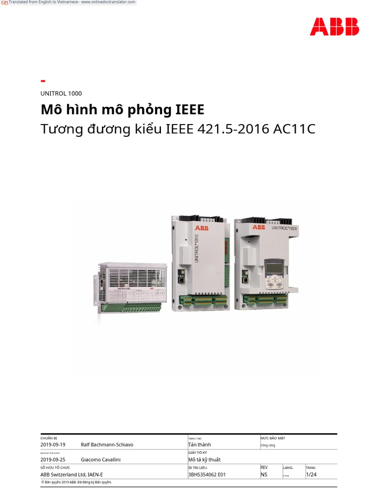 Mô hình mô phỏng IEEE: Tương đương kiểu IEEE 421.5-2016 AC11C | PDF