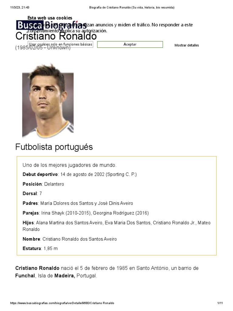 Biografía de Cristiano Ronaldo | PDF | Manchester United FC | Liga de