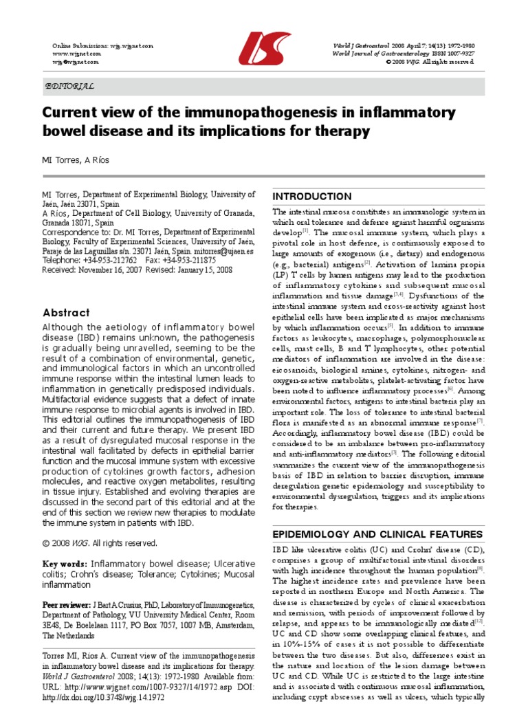 Current View of The Immunopathogenesis in Inflammatory Bowel Disease ...