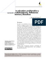 Investigación Educativa: Problemática y Carácter Multidisciplinario. Reflexiones Teóricas y Filosóficas