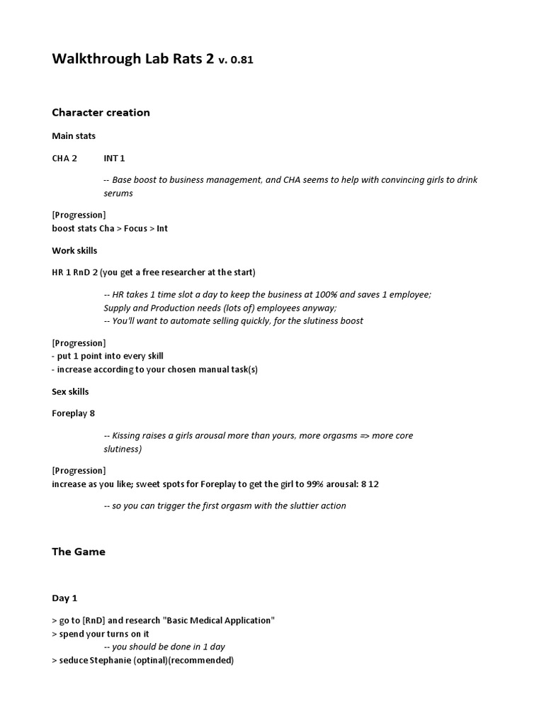 Walkthrough Lab Rats 2 Main Stats PDF