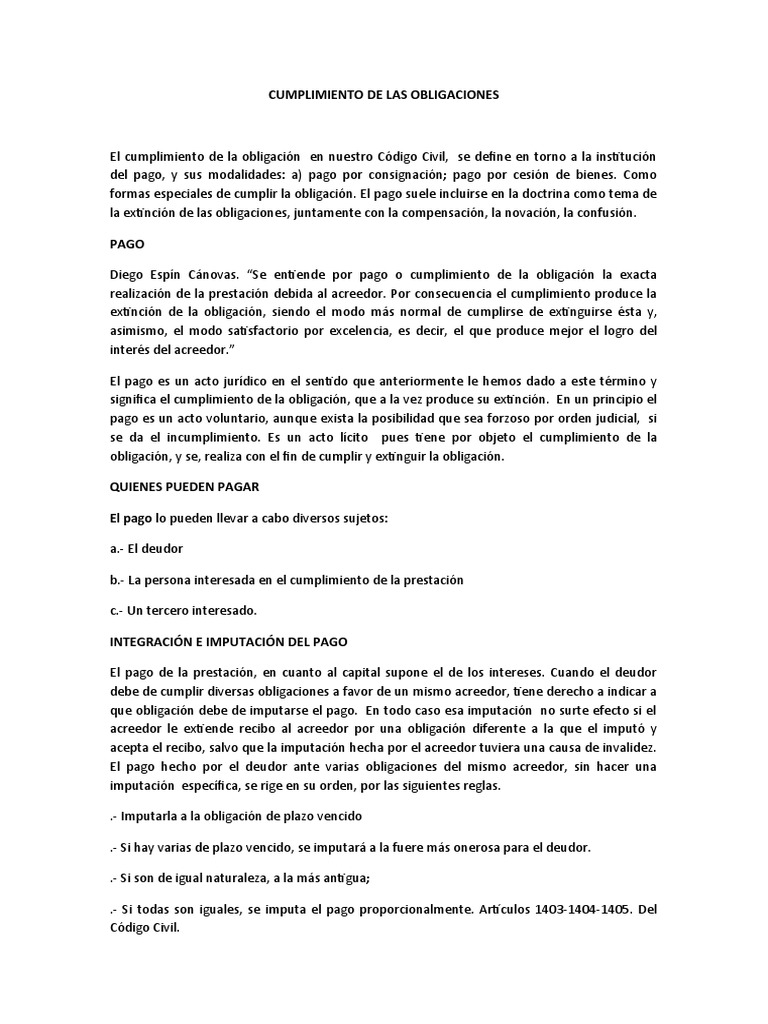 Cumplimiento de Las Obligaciones | PDF | Pagos | Justicia