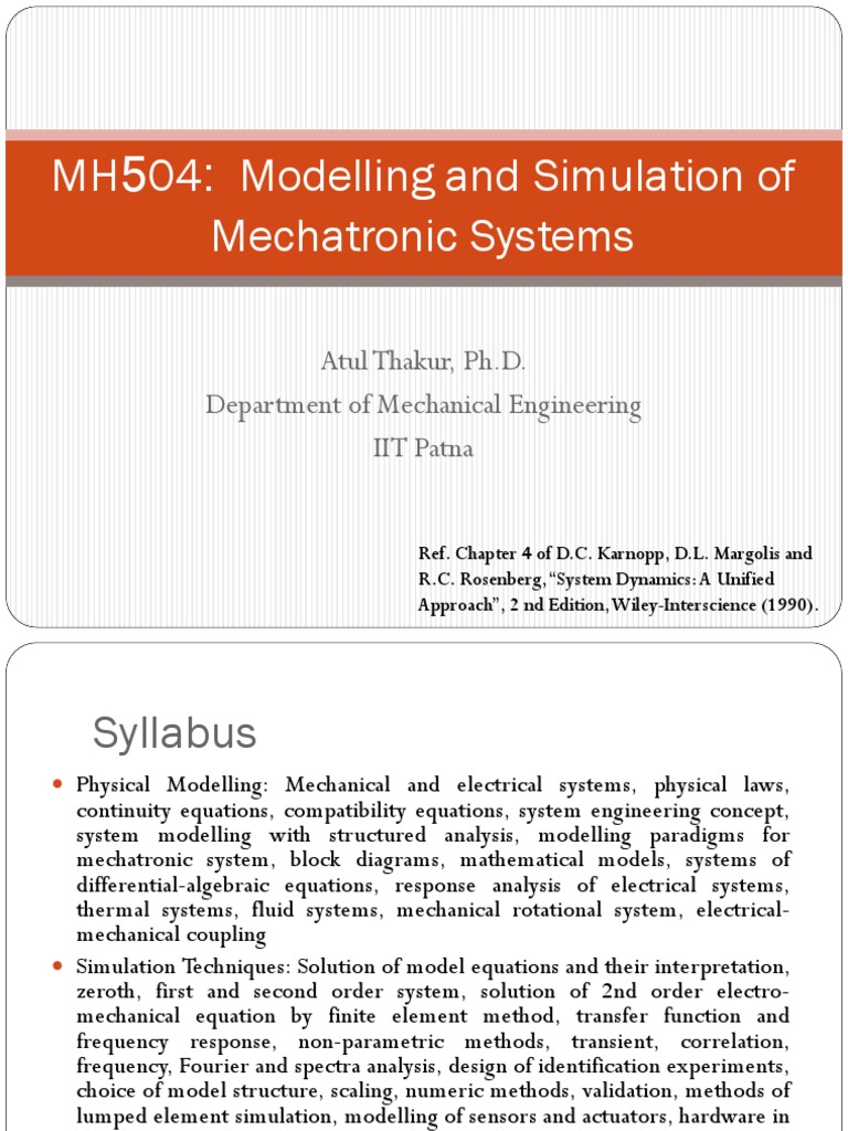 MH 504: Modelling and Simulation of Mechatronic Systems | Download Free ...