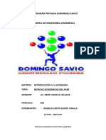 Carrera de Ingenieria Comercial: Universidad Privada Domingo Savio