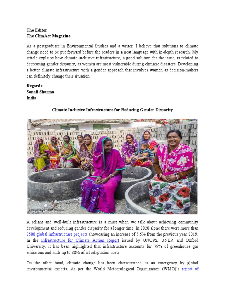 Developing Climate-Inclusive Infrastructure to Reduce Gender Disparity ...